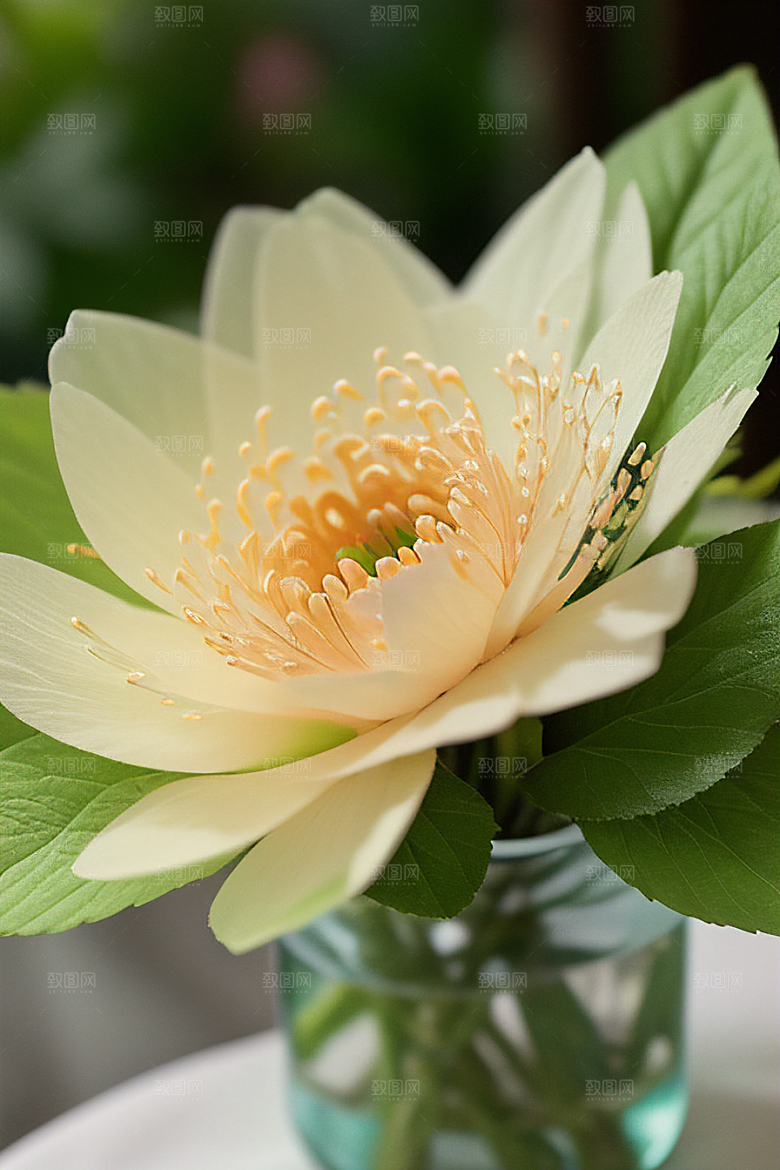 绿瓶插花自然的生命之美