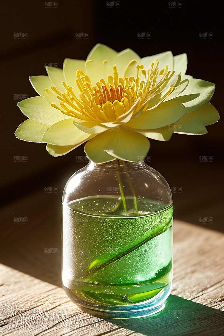 绿瓶插花自然与艺术的完美结合