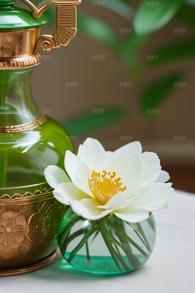绿瓶插花的艺术之美