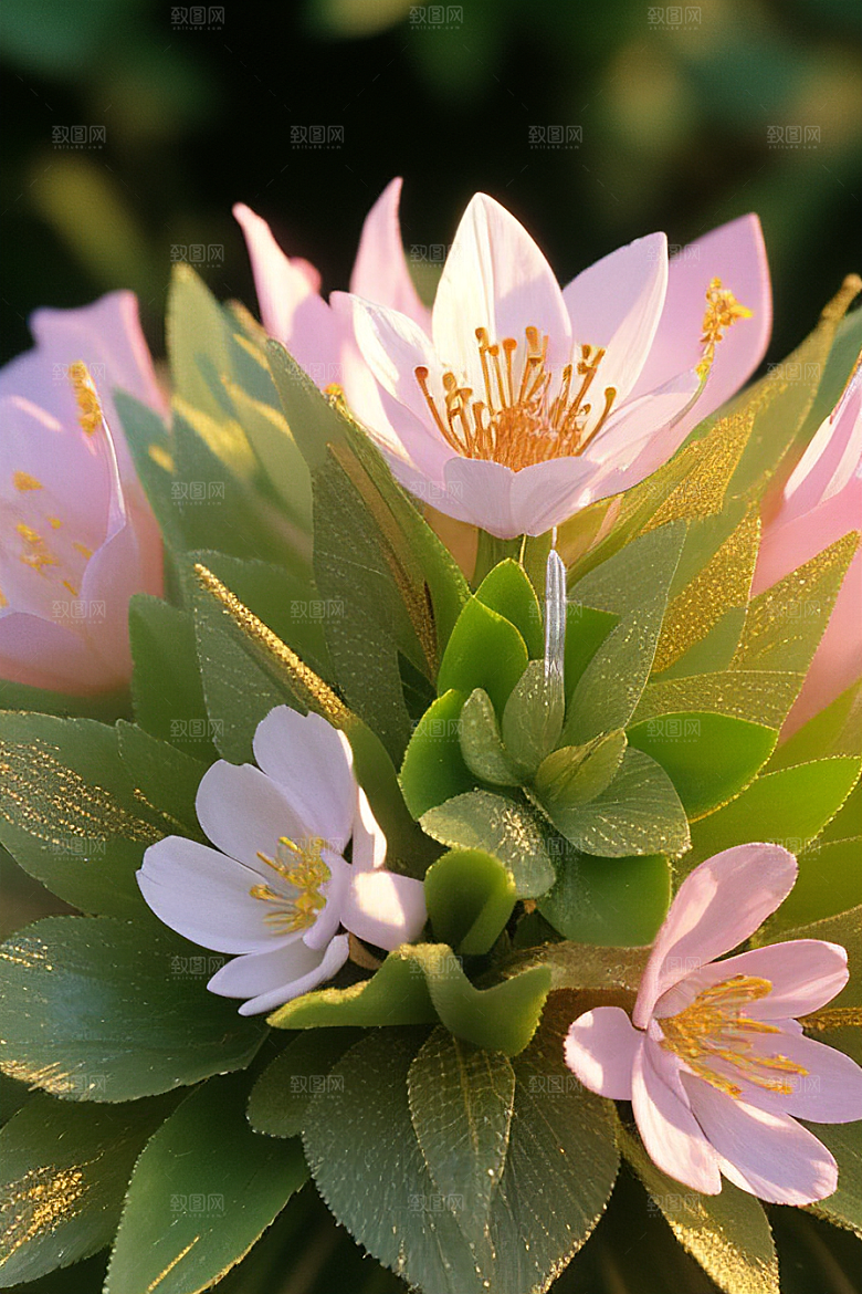 绿瓶插花优雅自然的融合