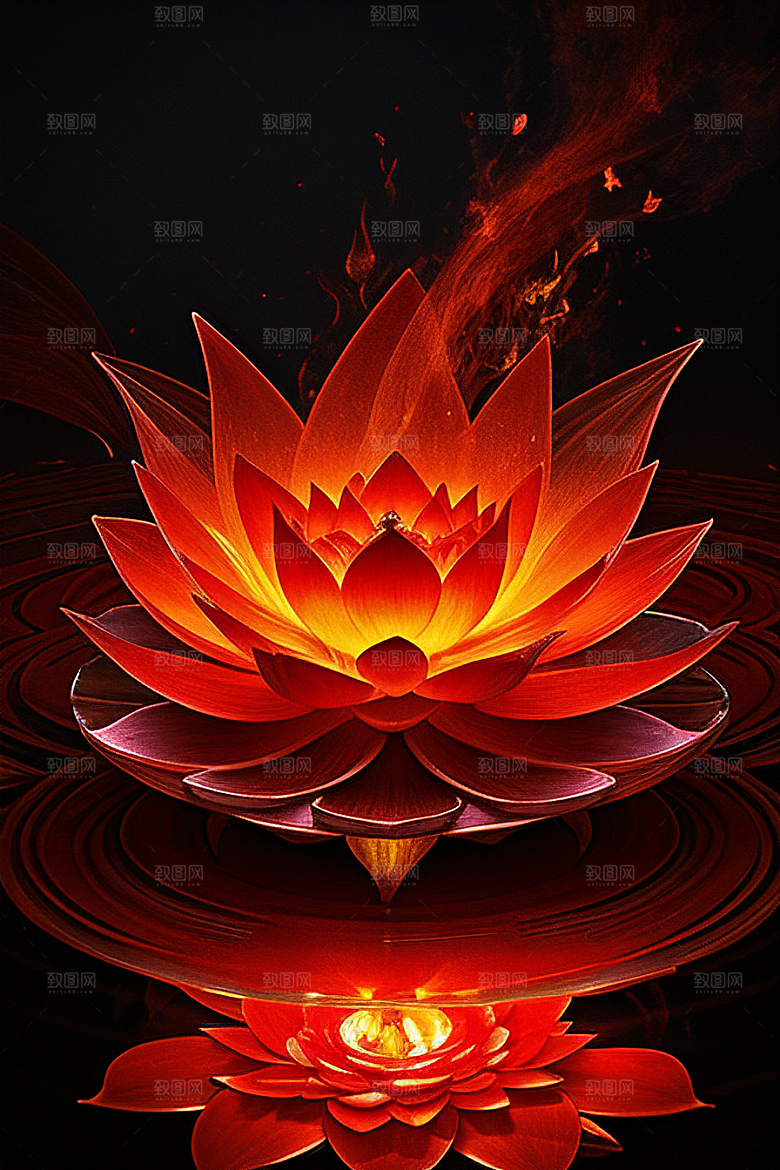 美丽红莲光谱之焰