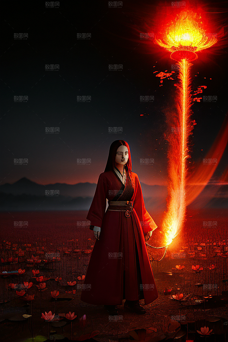 美丽红莲光谱之焰