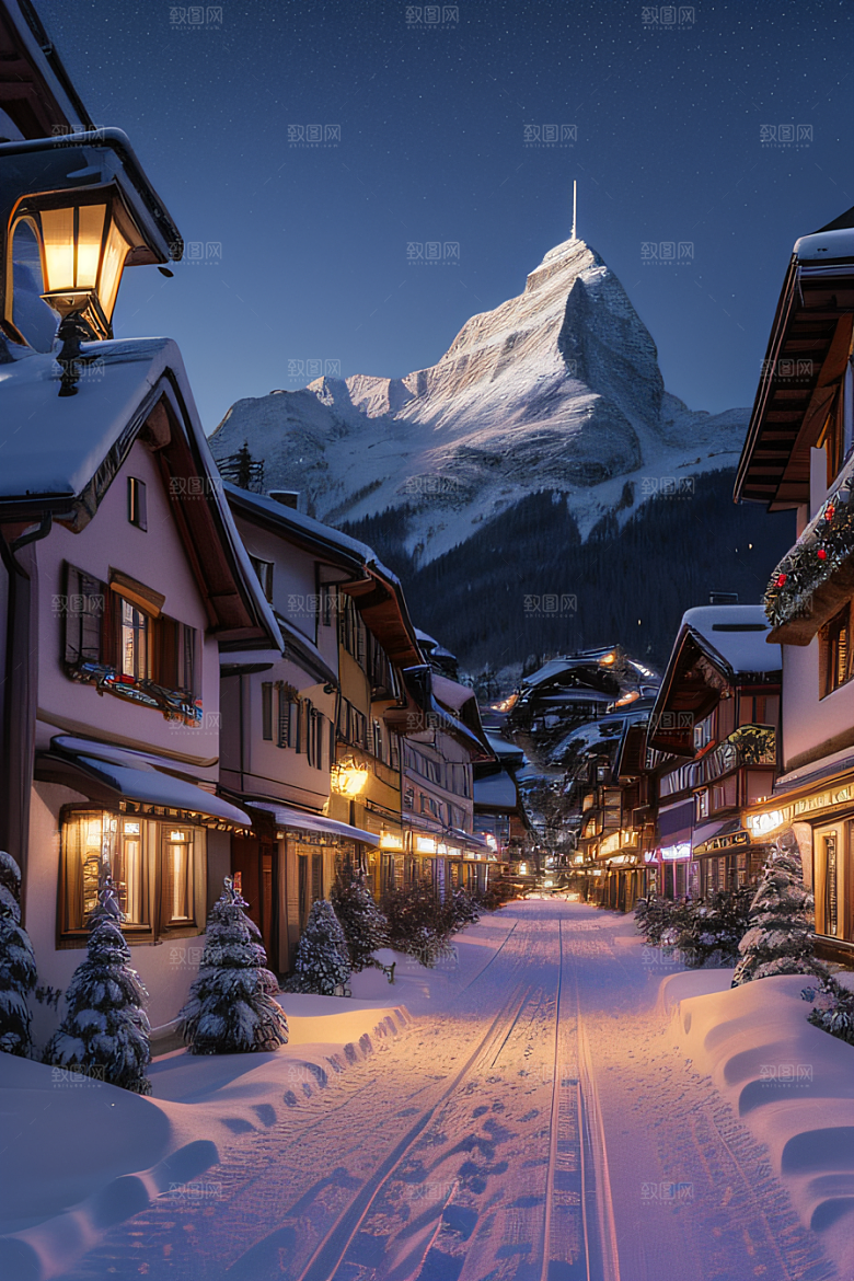 CG奇观紫光穿梭列车下的夜雪景色