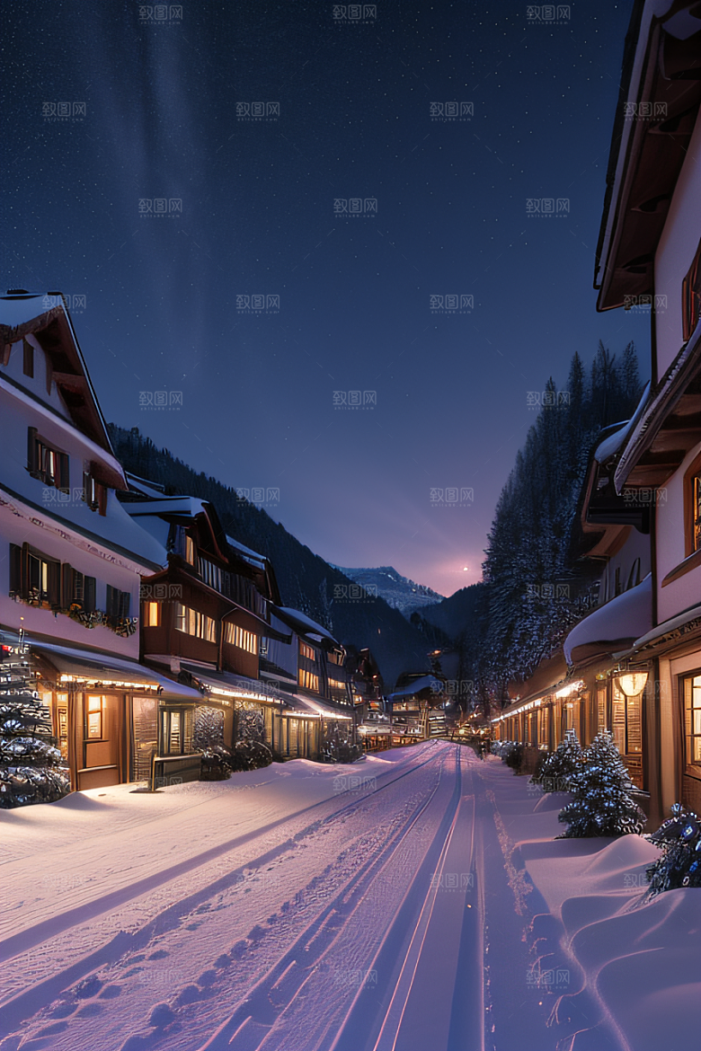 CG奇观紫光穿梭列车下的夜雪景色