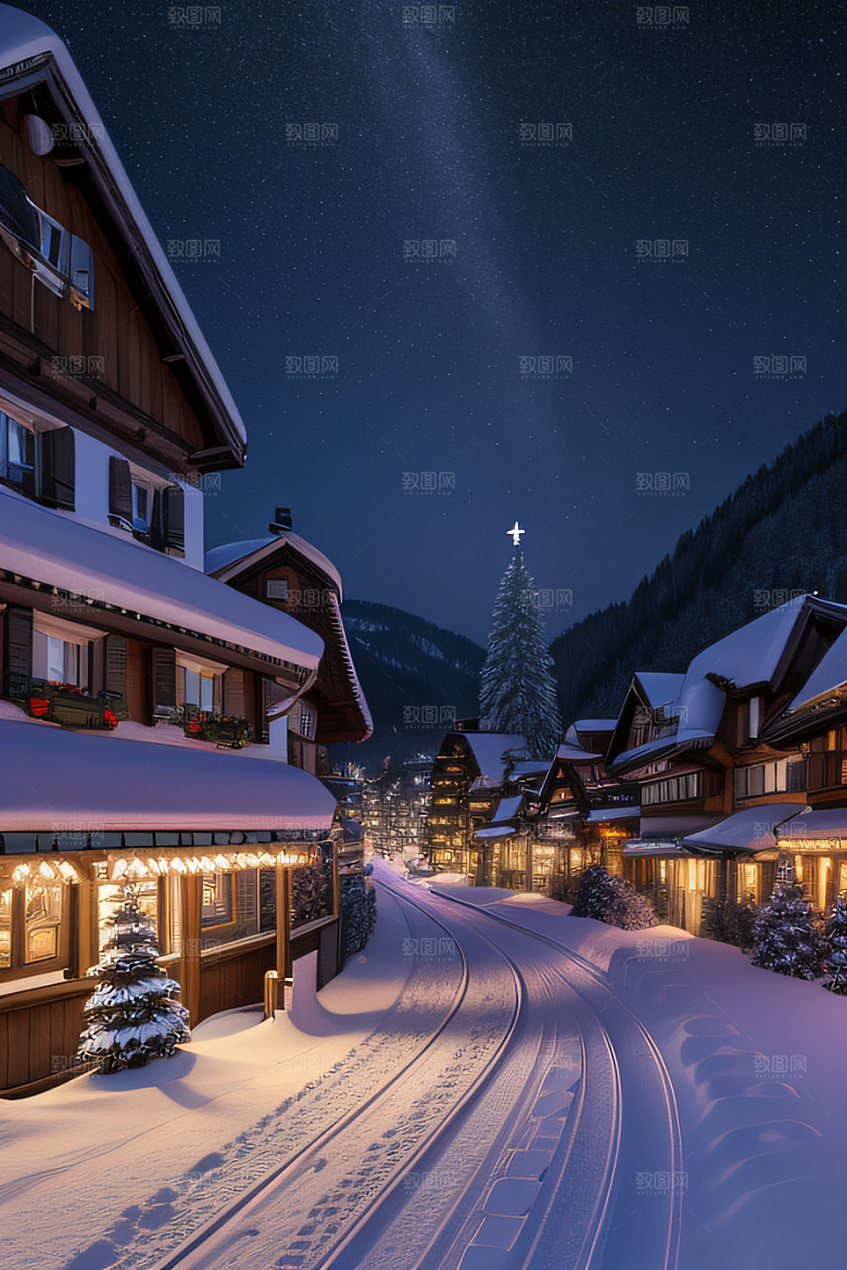 CG奇观紫光穿梭列车下的夜雪景色