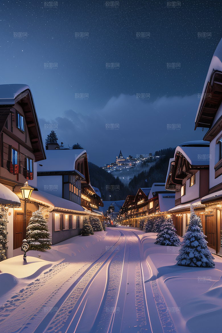 CG奇观紫光穿梭列车下的夜雪景色