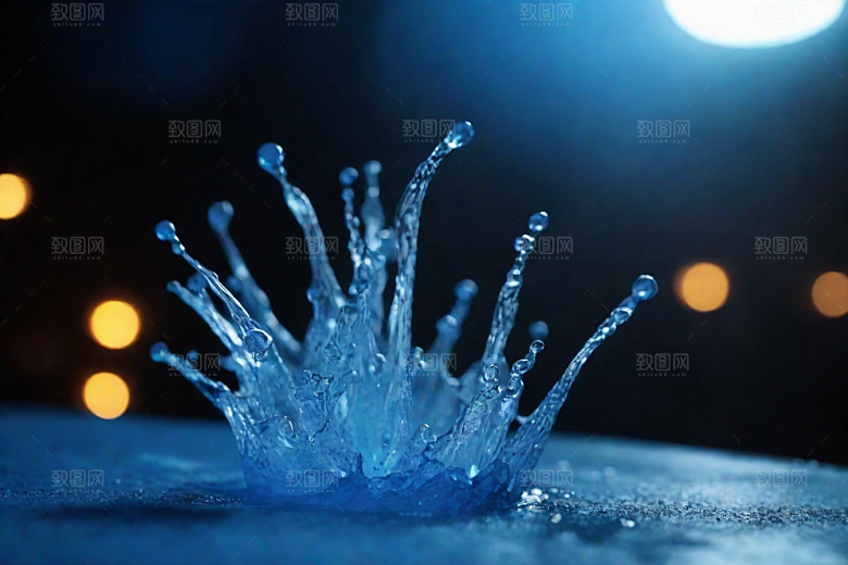 清澈的蓝色水花图片