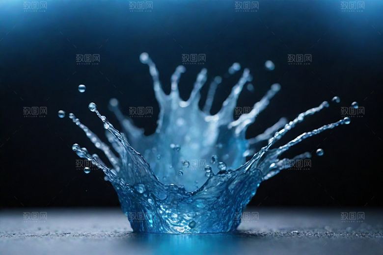 清澈的蓝色水花图片
