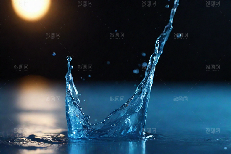 清澈的蓝色水花图片