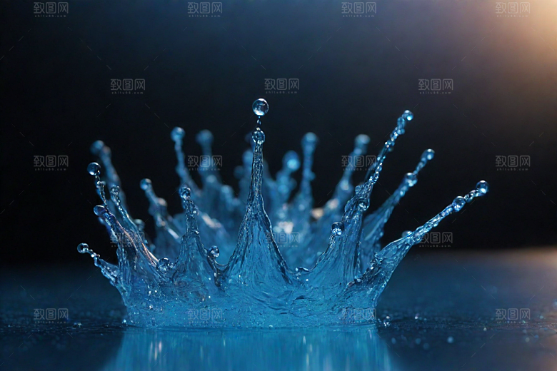 清澈的蓝色水花图片