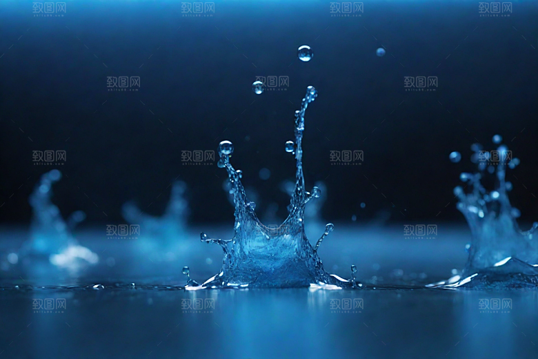 清澈的蓝色水花图片