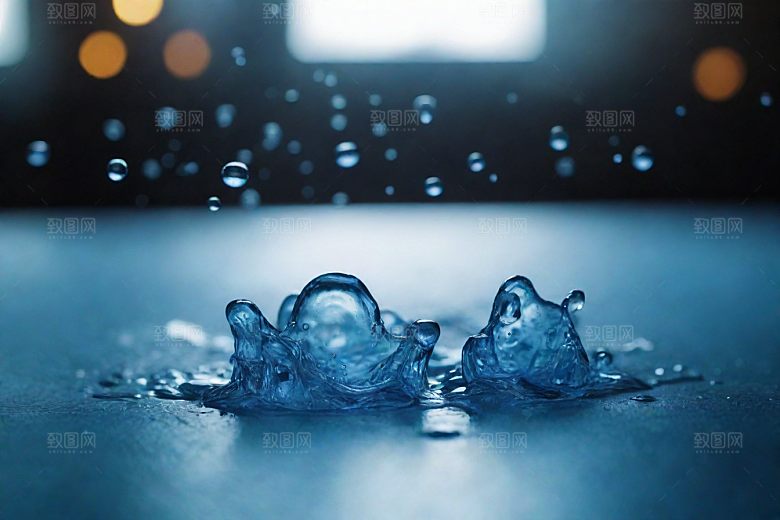清澈的蓝色水花图片