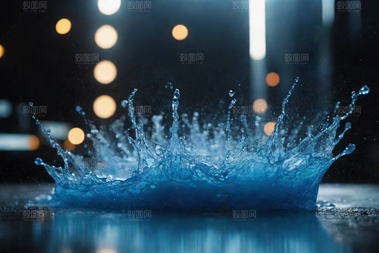 清澈的蓝色水花图片
