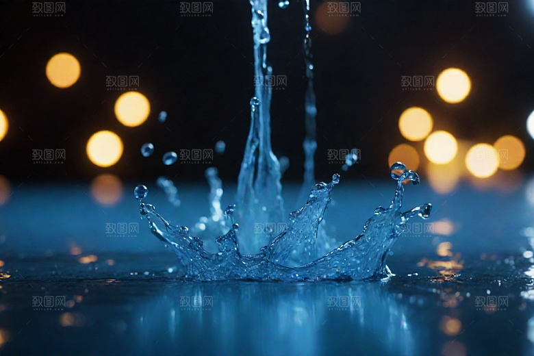 清澈的蓝色水花图片