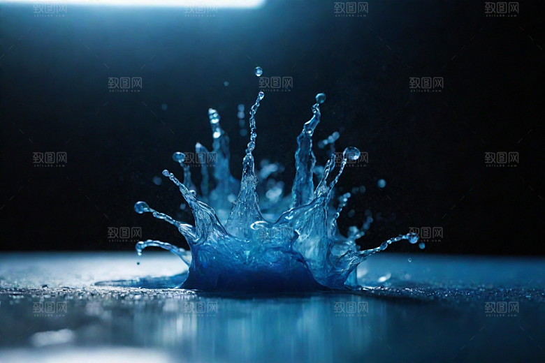 清澈的蓝色水花图片