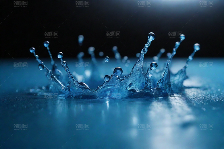 蓝色水花的美丽舞蹈