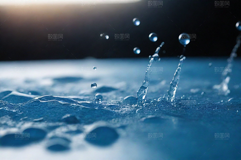 蓝色水花的美丽舞蹈