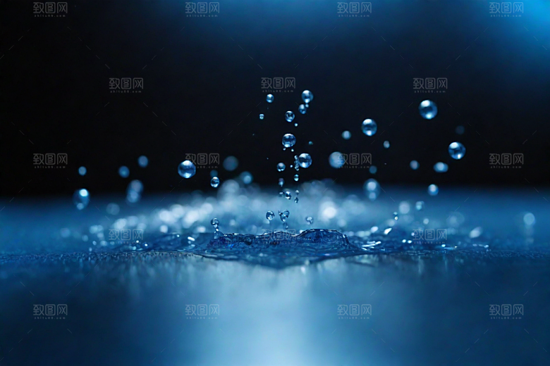 蓝色水花的美丽舞蹈
