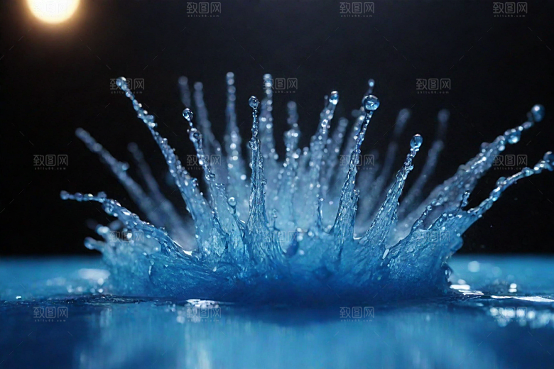 蓝色水花的美丽舞蹈