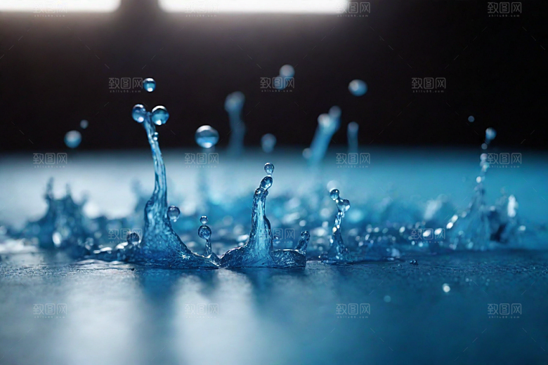 蓝色水花的美丽舞蹈