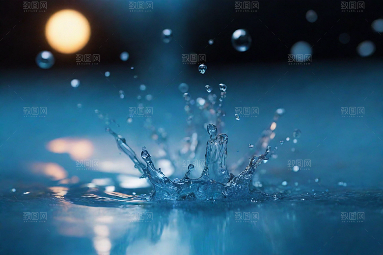 蓝色水花的美丽舞蹈