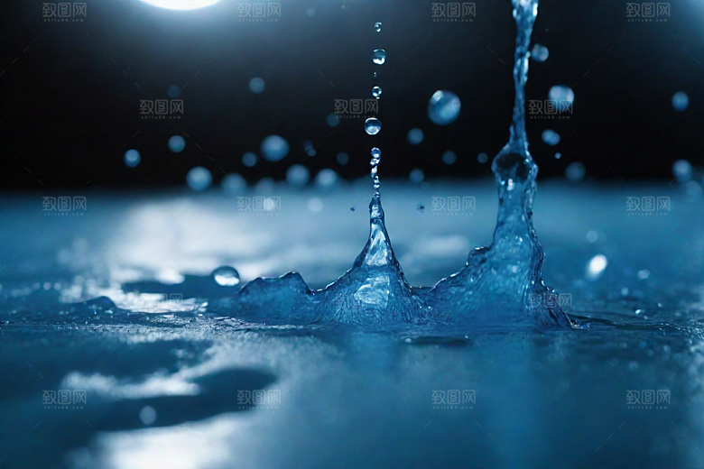蓝色水花的美丽舞蹈