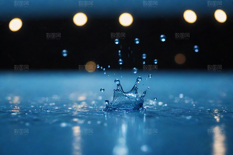 蓝色水花的美丽舞蹈