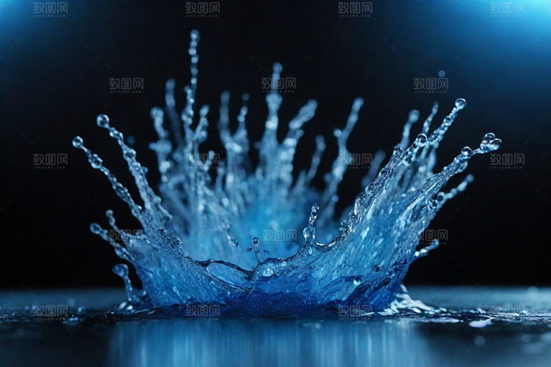 蓝色水花的美丽舞蹈