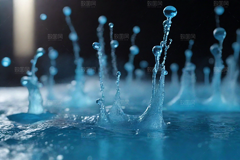 蓝色水花的美丽舞蹈