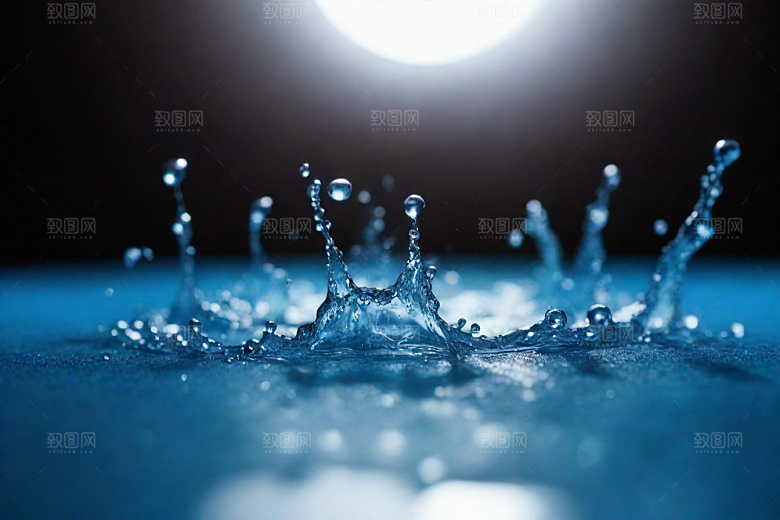 蓝色水花的美丽舞蹈