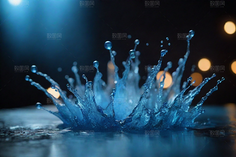 蓝色水花的美丽舞蹈