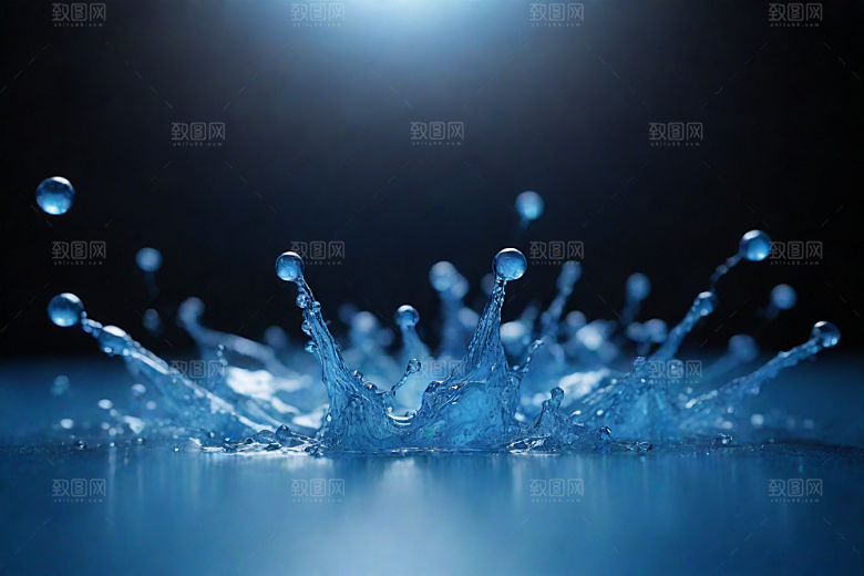 蓝色水花的美丽舞蹈