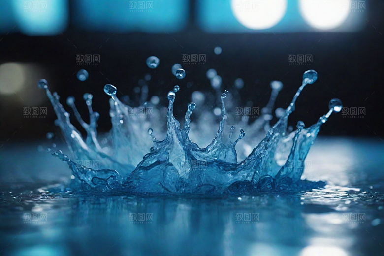 蓝色水花的美丽舞蹈