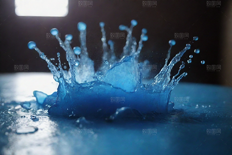 水中的蓝色涟漪图片