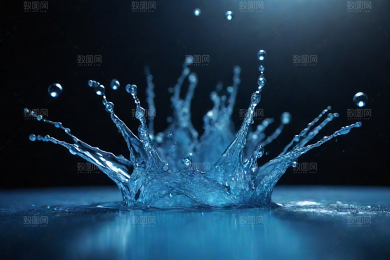 水中的蓝色涟漪图片