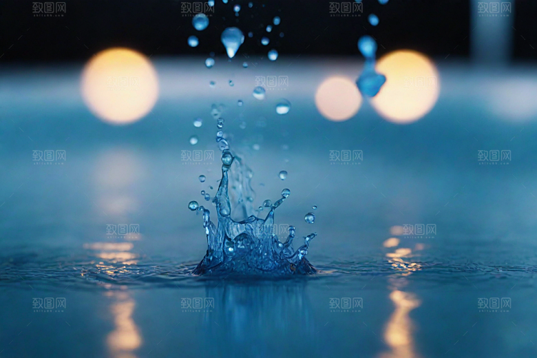 水中的蓝色涟漪图片