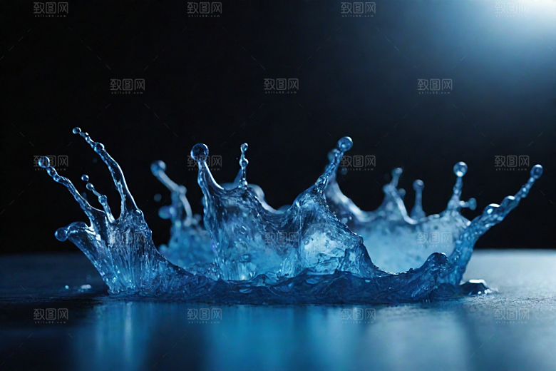 水中的蓝色涟漪图片