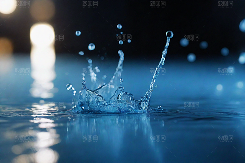 水中的蓝色涟漪图片