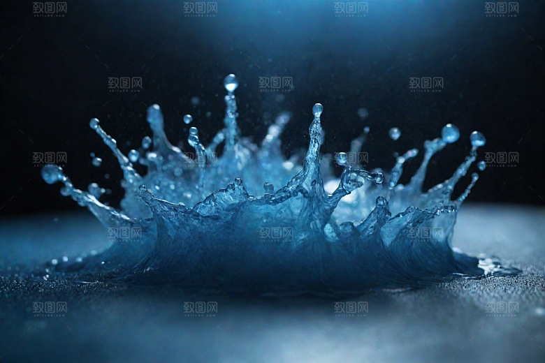水中的蓝色涟漪图片