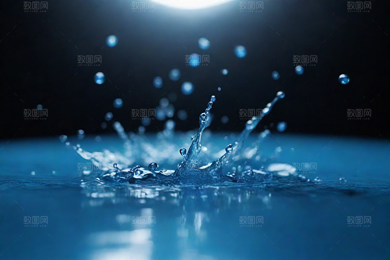 水中的蓝色涟漪图片