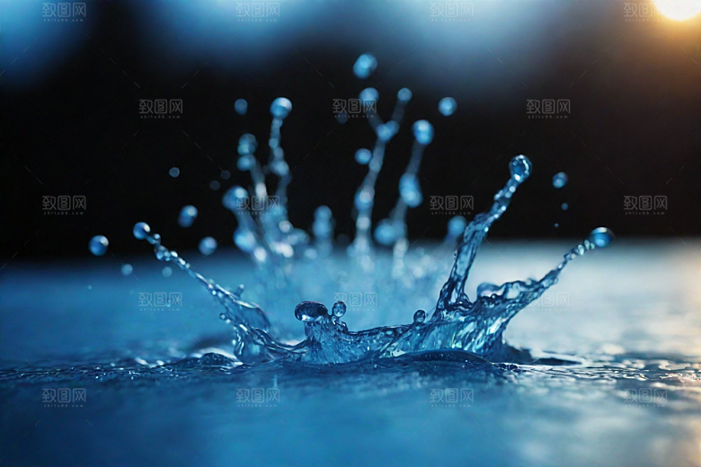 水中的蓝色涟漪图片