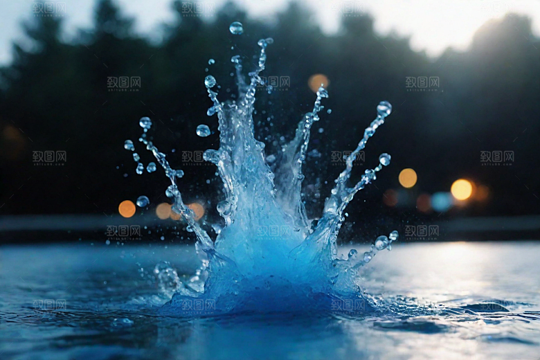 水中的蓝色涟漪图片