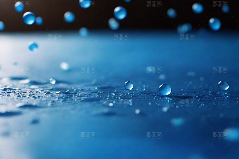 水中的蓝色涟漪图片
