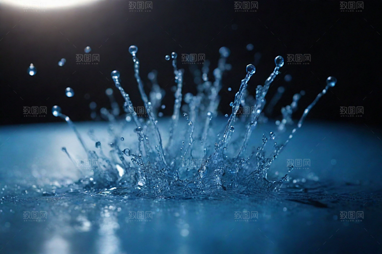 水中的蓝色涟漪图片