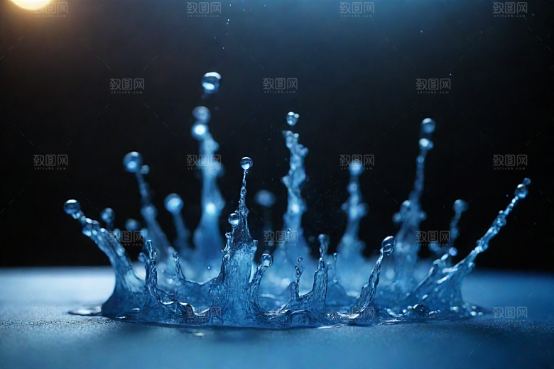 水中的蓝色涟漪图片