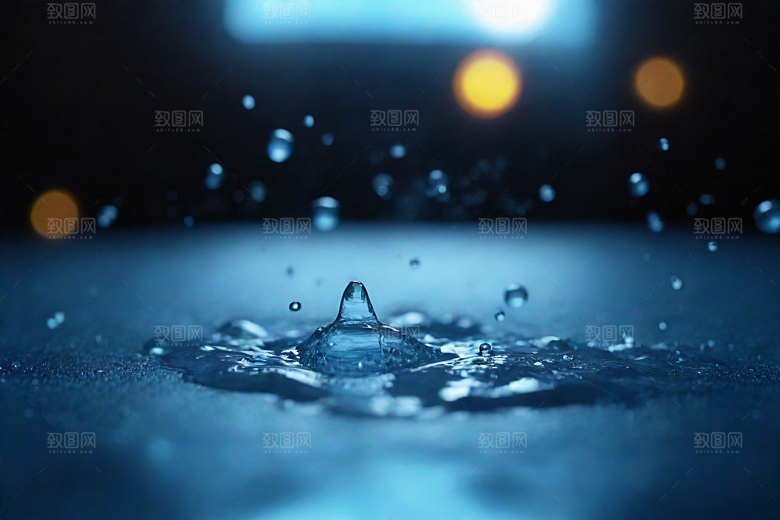 水中的蓝色涟漪图片