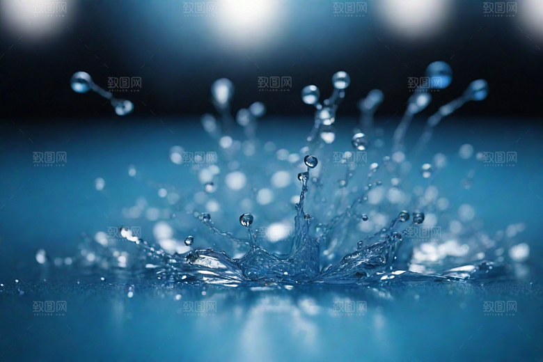 水中的蓝色涟漪图片