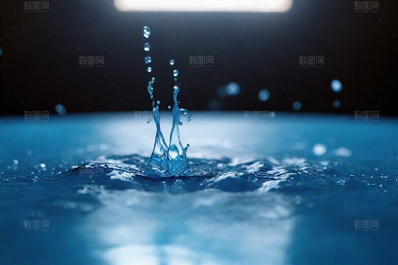 翻滚的蓝色水花图片