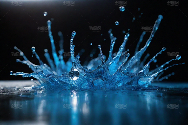 翻滚的蓝色水花图片