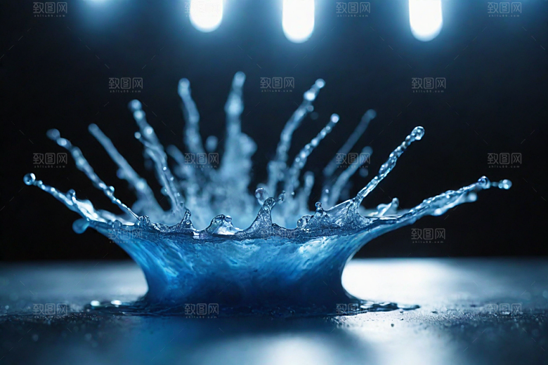 翻滚的蓝色水花图片